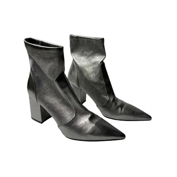 Stuart WeitzmanStuart 75 Block Metallic Stretch Bootie 9 Gunmetal